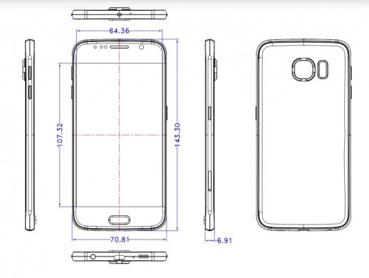 Bản vẽ thiết kế của Galaxy S6: mỏng 6,91 mm, màn hình 5 inch